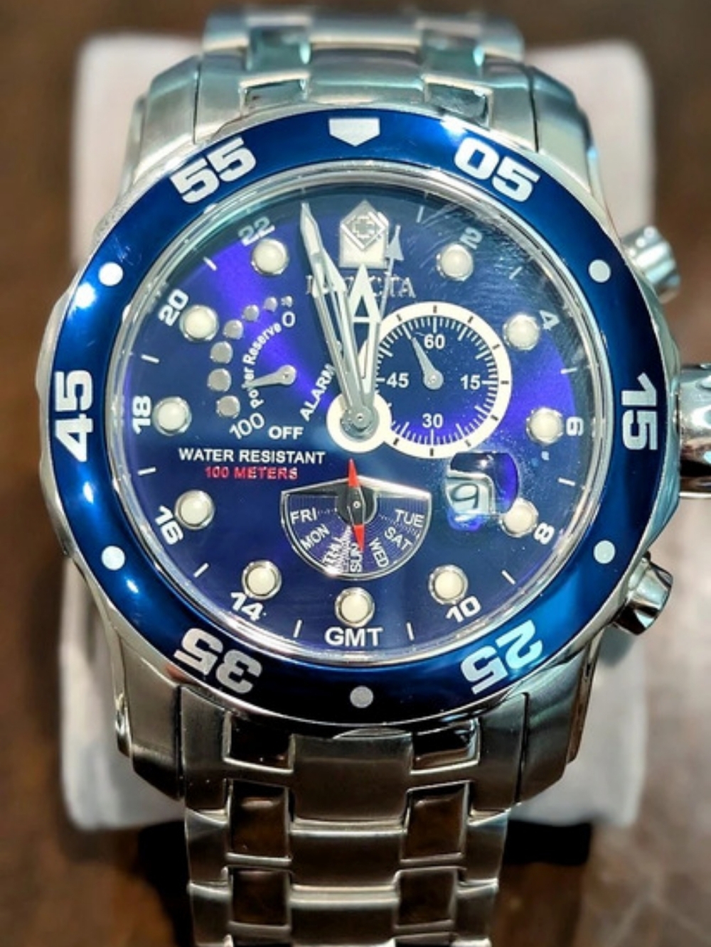 Invicta Pro Diver Chronograph Watch in Blue & Silver